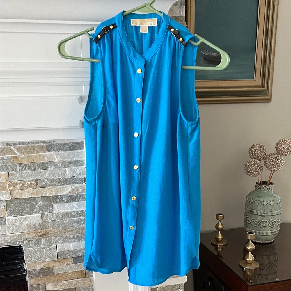 Michael Kors Collection Blue Sleeveless Top